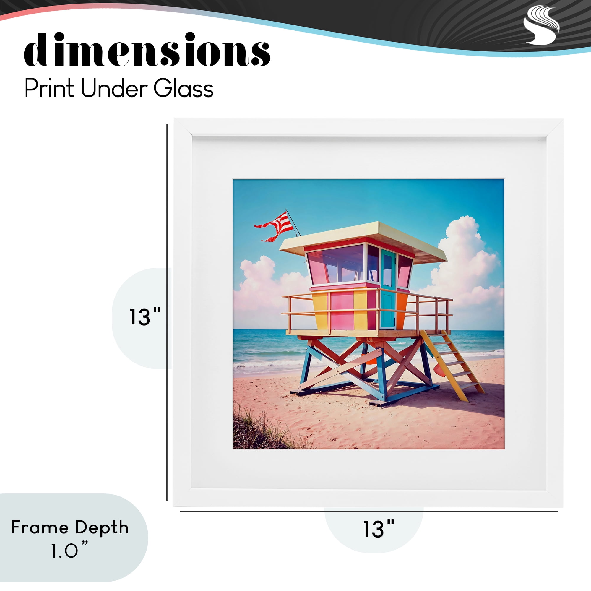 Stupell Industries Colorful Sunny Beach Tower White Framed Print Under Glass, design by Creative Studio