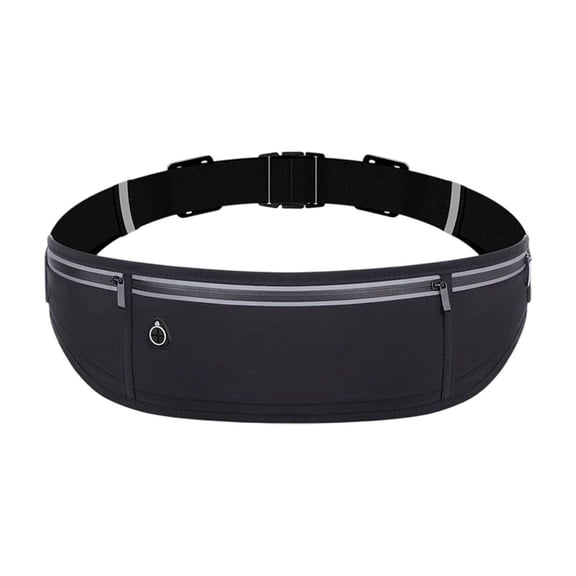 Waterproof Sports Waist Bag, 360° Lightweight Reflective Slim Fanny Pack, Nylon Phone Pouch for Night Running Cycling Outdoor Activities,Black