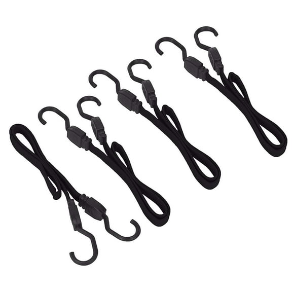 Wideskall 4 Pieces 20" inch Flat Bungee Cords with Hooks Black