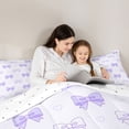 thumbnail image 4 of Erosebridal Dreamy Purple Bow Twin Comforter Sets for Girls, Cartoon Love Heart Bedding Set for Women, Reversible, 2pcs, 4 of 6