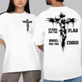 thumbnail image 3 of Stand for the Flag Kneel for the Cross T-Shirt, Christian Patriotic Graphic Tee, Unisex Religious Shirt, Short Sleeve Cotton Top, 3 of 7