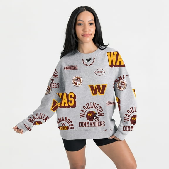 Women's Gameday Couture Heather Gray Washington Commanders Always On Repeat Fleece Sweatshirt