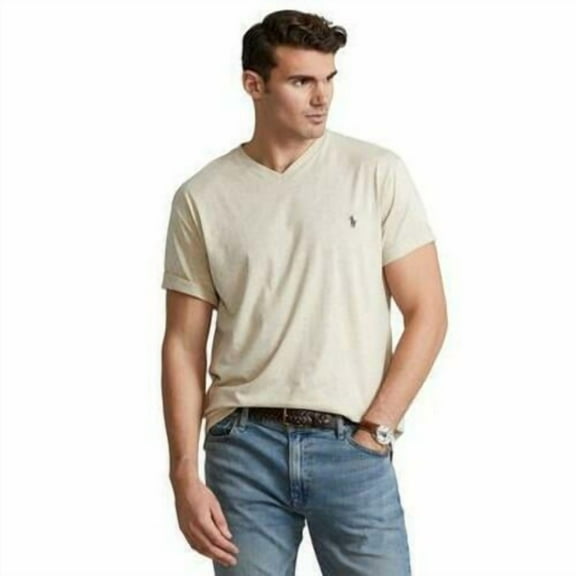 Polo Ralph Lauren Men's Big & Tall Classic Fit V-Neck T-Shirt - Expedition Dune Heather