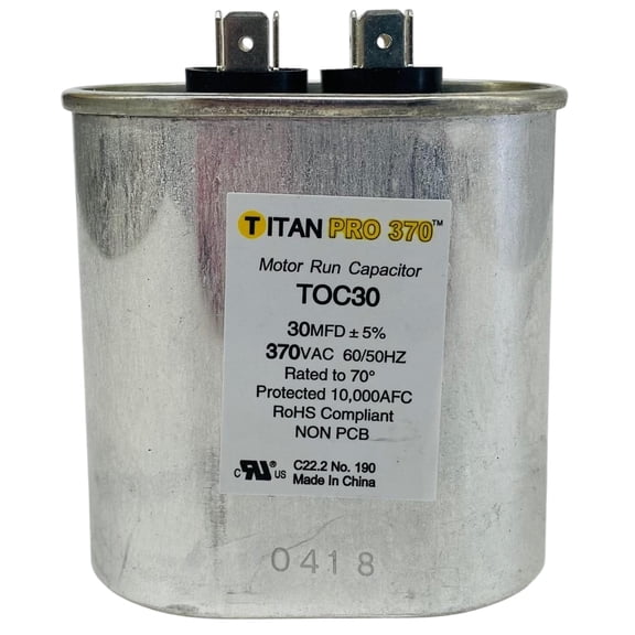 POC30, Packard Run Capacitor, Oval, 30 Mfd., 370 Volt