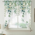 thumbnail image 2 of Sage Green Eucalyptus Leaves Swag Valances for Windows, Kitchen Curtains 36 Inch Length 2 Panels Set, Spring Summer Botanical Short Curtains for Small Windows Rod Pocket Cafe Curtains Drapes 28"x36", 2 of 8