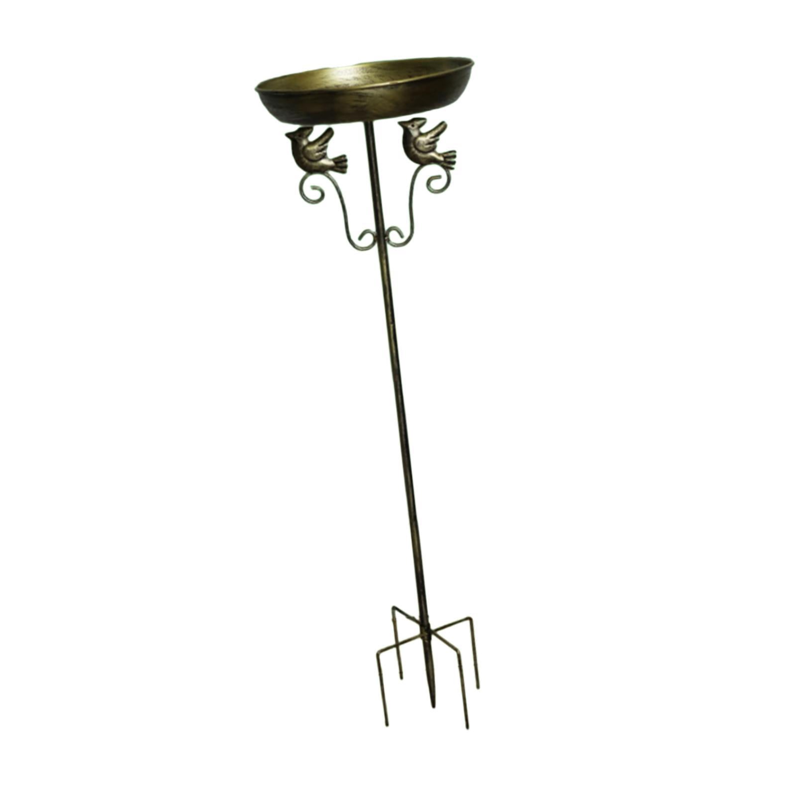 oshhni Bird Bath Feeder Bowl Drinking Decor Metal with Stake for Deck Backyard Lawn