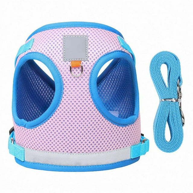 Arnés para perros con Correa reflectante suave transpirable ajustable color rosa XS Nikou