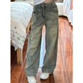 thumbnail image 2 of Pantalones vaqueros desgastados de pierna ancha para mujer, ropa de calle americana, Vintage, Y2k, cintura alta, rectos, longitud completa, 2 of 5