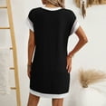 thumbnail image 7 of CHGBMOK Plus Size Dresses for Women Casual Splicing Summer Short Sleeve Pocket Round-Neck Dress Sizes S-2XL, 7 of 7