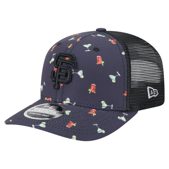 Men's New Era Black San Francisco Giants Adventure Drinks Pattern 9SEVENTY Stretch-Snap Hat