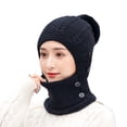 thumbnail image 2 of GRNSHTS Women's Fleece Lined Beanie Knit Hat,Winter Scarf Mask Set for Women,Girls Warm Hat Earmuffs Cap with Pom (Black), 2 of 4