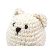 Hand Crochet Stuff Toy with Bell 4 Inches White Bear Bobbie Plush Toy