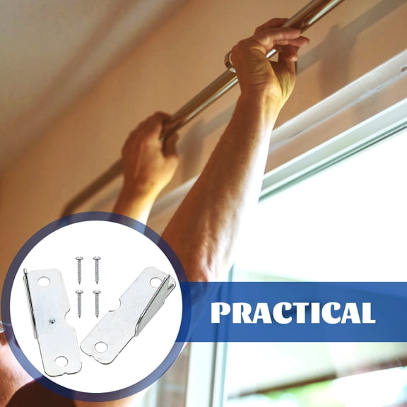 RENACLIPY 2 Sets Metal Curtain Rod Brackets, Wall Mount Supports for Home and Office Window Treatments