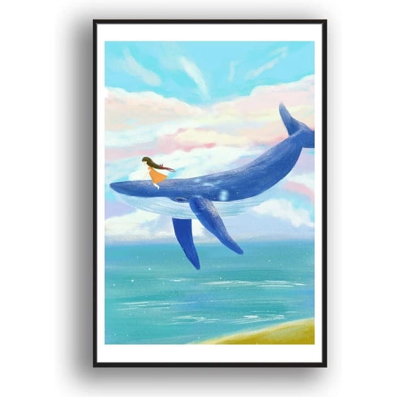 IDEA4WALL Framed Canvas Wall Art for Living Room, Bedroom Whale Canvas Prints for Modern Home Decoration Ready to Hang