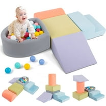 Spanspace Toddler Soft Play Climbing Set, 5-Piece Indoor Foam Climber with Ball Pit, Soft Blocks for Crawling, Sliding, Stacking, Gross Motor Development, Montessori Baby Play Set