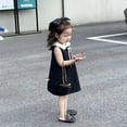 thumbnail image 2 of Vestido negro clásico para niña, vestido de verano sin mangas con cuello de muñeca, vestido de princesa a la moda, 2 of 5