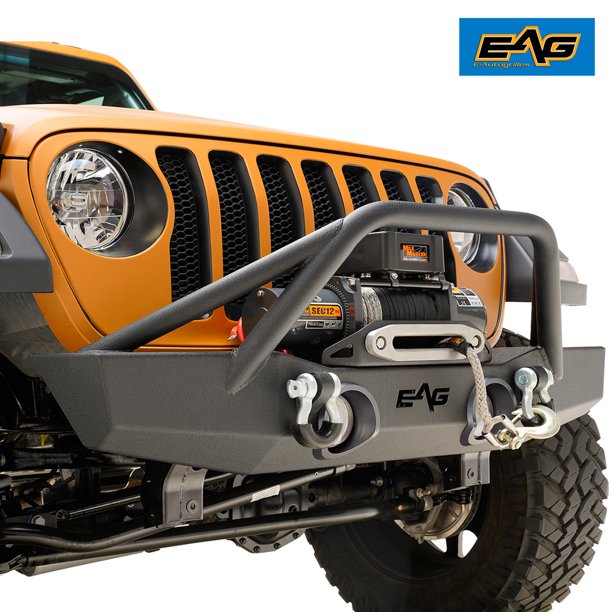 EAG Off Road Front Bumper Black with Winch Mount Plate Fit 1819 Jeep