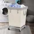 thumbnail image 5 of Commercial Laundry Hamper with Heavy Duty Steel Frame, 160 L Industrial Laundry Basket Cart with Wheels for Hotel, Home, Laundry Room, 17.72''L x 17.72''W x 30.91''H, Medium Beige, 5 of 6