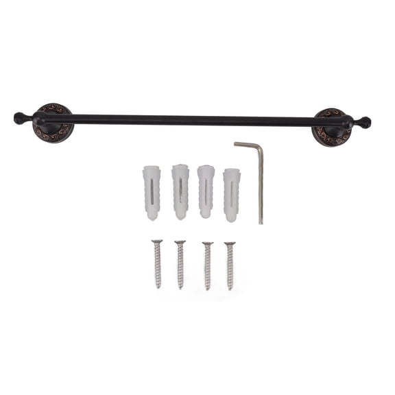 BIMZUC 19.7" Sturdy Copper Bathroom Towel Bar – Elegant Retro Hand Towel Holder with Screws & Hex Wrench, Black