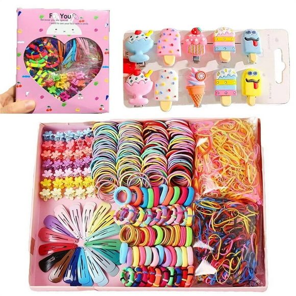 790 PCS Girls Hair Accessories Set, Cute Hair Clips and Baby Hair Ties for Kids