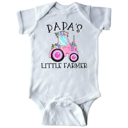 

Inktastic Papa s Little Farmer- Pink Tractor and Flowers Gift Baby Boy or Baby Girl Bodysuit