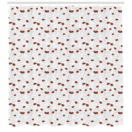 Ladybug Shower Curtain Bugs Drawing Curved Spiral Circles