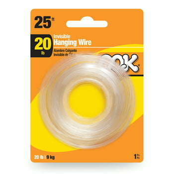 OOK Invisible Hanging Wire, 25FT, 20LB, 1 Piece