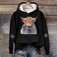 thumbnail image 3 of Women's Hoodies Long Sleeve Highland Cattle Print Hooded Sweatshirt Fall Fashion Casual Pullover Tops 2025 Winter Clothes, 3 of 3