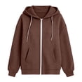 thumbnail image 5 of Atogsazn Womens Fleece Oversized Hoodies Casual Full Zip Long Sleeve Hooded Sweatshirt Fall Winter Tops Brown S Fashion, 5 of 6