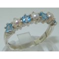 thumbnail image 2 of LBG 14k White Gold Cultured Pearl & Blue Topaz Womans Eternity Ring - Size 9.25, 2 of 6