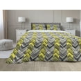 thumbnail image 1 of Yellow and White Comforter & Sham Bedding Set, Herringbone Pattern with Angled Lines Geometric Chevron Zigzags, 3 pcs Duvet Set Microfiber Filling Quilt, 5 Sizes, Yellow Cream Grey, by Ambesonne, 1 of 4