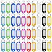 110 Pack Plastic Key Tags Keychain Tags, Assorted Color ID Label Tags Luggage Tags with Split Ring Lable Window, 10