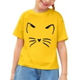 thumbnail image 4 of TOOYOU Girls Top Summer T-Shirt Toddler Short Sleeve Cat Prints Tee Size 2-3 Years Yellow, 4 of 9