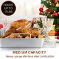 thumbnail image 5 of Roasting Pan, VeSteel 14 Inch Stainless Steel Turkey Roaster with Rack, Include Deep Lasagna Pan & V-Shaped Rack & Roasting Rack, Non-Toxic & Heavy Duty, Dishwasher Safe, 5 of 7