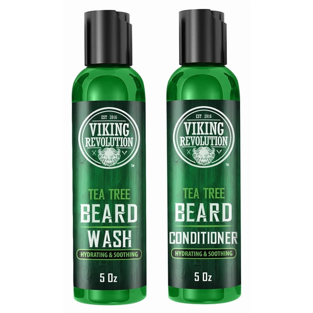 Set de limpiador y acondicionador para barba Viking Revolution Tea Tree