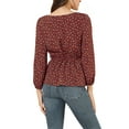 thumbnail image 4 of INSPIRE CHIC Women's Floral Square Neck Long Sleeves Tie Waist Blouse XL Red, 4 of 7