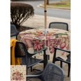 thumbnail image 4 of Outdoor Tablecloth with Umbrella Hole and Zipper, Beige Gingerbread Christmas Square Table Cloth 54x54 Inch Waterproof Tablecloth, Xmas Tree Gift House Star Picnic Table Cover for Patio Camping, 4 of 7