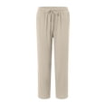 thumbnail image 4 of Jkety Womens Dress Pants Wide Leg Pull On Stretchy Work Pants Women High Waisted Business Casual Trousers with Pockets Linen Pants for Women(Beige,XL), 4 of 6