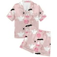 thumbnail image 5 of Ulitacool Womens Pajamas Halloween Short Sleeve Lapel Sleepwear Shirts Pants Stylish Round Neck Tops Shorts Lapel Button Down 2 Pieces Pjs Set Sleepwear Relax Fit Nightwear Light Pink Xxl, 5 of 5