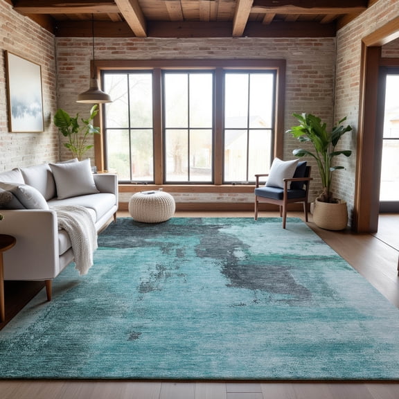 Addison Rugs Mayfield Premium Machine Washable Transitional Modern Teal Rectangle Rug, 8' x 10'