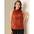 thumbnail image 2 of DARING DIVA Bow Tie Neck Solid Work Blouse Top S Red, 2 of 6