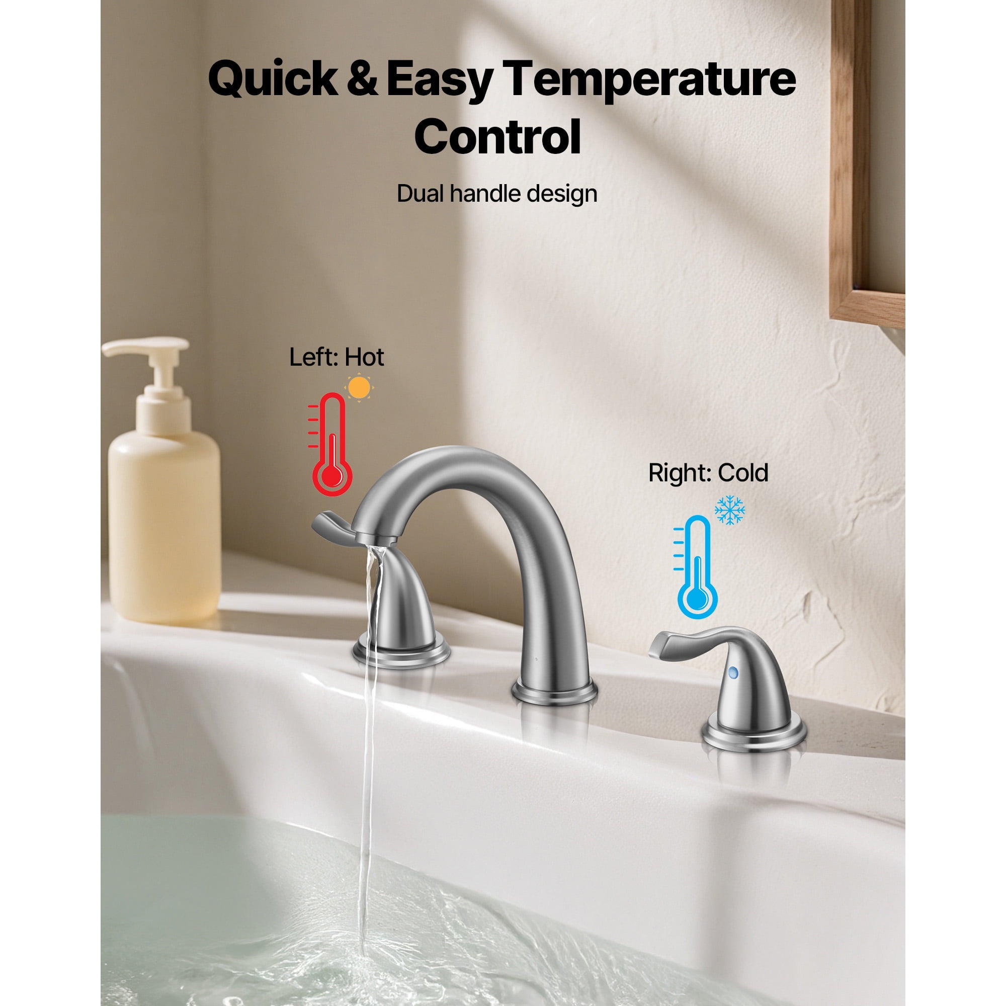 KFFKFF Roman Tub Faucet, 3-Hole Waterfall Bathtub Fixture, Gooseneck Bath Faucet Set with Dual Handles, Deck-Mounted Tub Faucet for Comfortable Bathing, Brushed Stainless Steel, High Arc Design