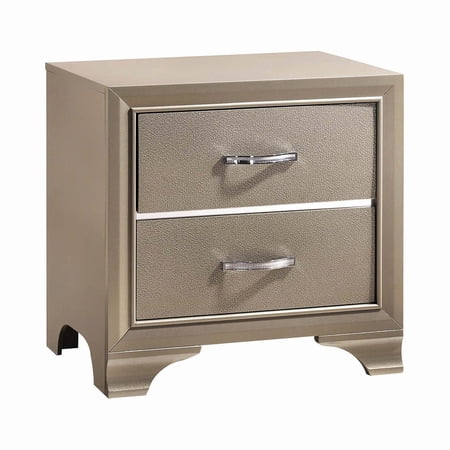 2 Drawers Wooden Nightstand  Champagene