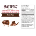 thumbnail image 5 of Matteo's Sugar Free Coffee Flavoring Syrup, Mocha, Delicious Coffee Syrup, 0 Calories, 0 Sugar, Keto Friendly (750mL, Single Bottle), 5 of 5