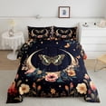 thumbnail image 2 of Homewish Hippie Butterfly Queen Comforter Set, Flower Moon Stars Comforter Sets Queen, Black Reversible 3 Piece, 1 Comforter and 2 Pillowcases, 2 of 6