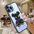 thumbnail image 2 of FIEWESEY iPhone 14 Case,iPhone 14 Pro Case,iPhone 14 Pro Max Case,Luxury Cool Bear Clear 3D Bear Shockproof Plating Phone Case Cover for iPhone 14 Series - iPhone 14 (Black), 2 of 6
