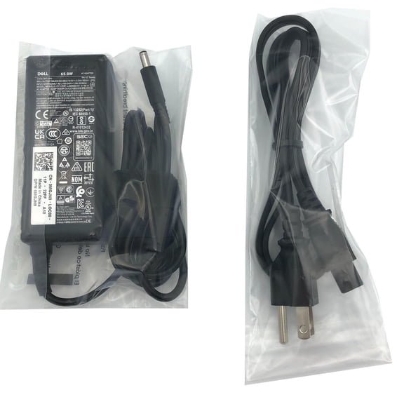 Pre-Owned Dell LA65NS2-01 19.5V 65W Power Adapter w/ Power Cord Genuine Black
