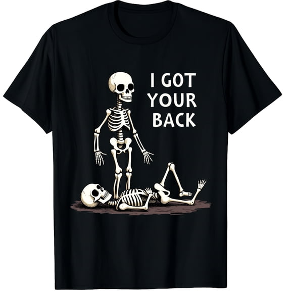I Got Your Back Halloween Skeleton Graphic Crew Neck Short Sleeve T-Shirts (Men's, Women's)
