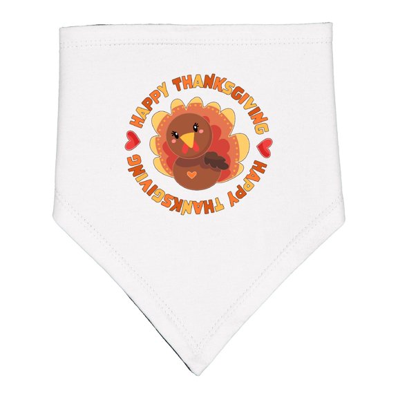 Inktastic Happy Thanksgiving with Cute Turkey Baby Bandana Bib