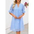 thumbnail image 2 of Minivestido MEROKEETY 2025 de verano de manga corta con cuello en V para mujer, 2 of 8